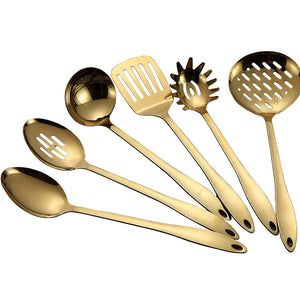 1PC Spot Titanium Gold Stainless Steel Kitchenware Cooking Spoon Shovel Cookware Kitchen Tools Spatula And Ladle Kitchenware