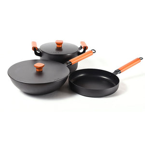 30cm Three-piece Non-stick Smokeless Wok Frying Pan Cooker Cookware Korean Cookware for Table Metal Cookong Pots Sets Cooking