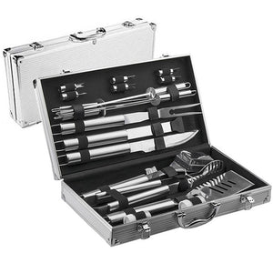 18Pcs/Set Stainless Steel Barbecue Cooking Utensil Set BBQ Grill Tool Kit With Carry Bag or Aluminum box