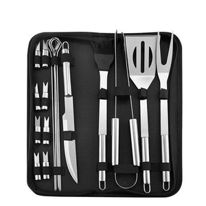 18Pcs/Set Stainless Steel Barbecue Cooking Utensil Set BBQ Grill Tool Kit With Carry Bag or Aluminum box