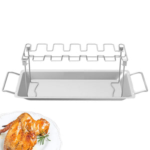 Stainless Steel Chicken Wing Leg Rack Grill Holder with Drip Pan for Cooking BBQ LBShipping