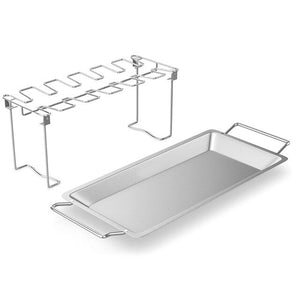 Stainless Steel Chicken Wing Leg Rack Grill Holder with Drip Pan for Cooking BBQ LBShipping