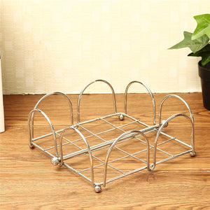 Stainless steel Rubber Bottom Square Napkin Holder Home Kitchen Napkin Rack Family Party Table Decoration